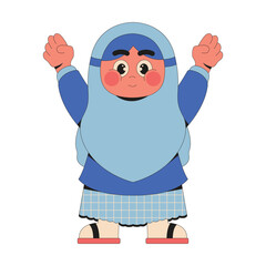 Cute Muslim Girl Cartoon Illustration