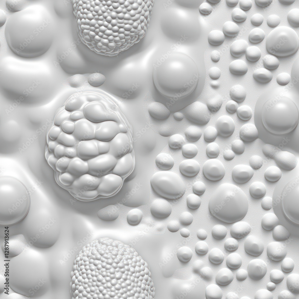 Aufkleber white blobs abstract surface. seamless organic shapes create a monochrome texture background