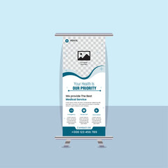 Medical rollup banner design template, hospital rollup banner design , corporate business rollup banner design, Professional rollup banner design template