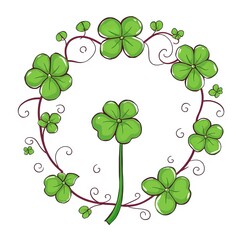 Beautiful Clover Wreath Made of Four Leaf Clovers Symbolizing Luck and Nature's Vibrant Beauty