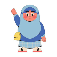 Happy Muslim Say Hay Cartoon Illustration