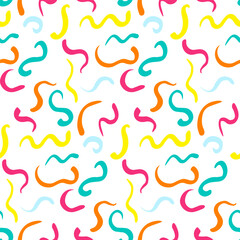 Playful Abstract Squiggle Pattern with Vibrant Colors – Seamless Hand-Drawn Doodle Design for Fabric, Wrapping Paper, Wallpapers, Stationery, and Trendy Digital Backgrounds