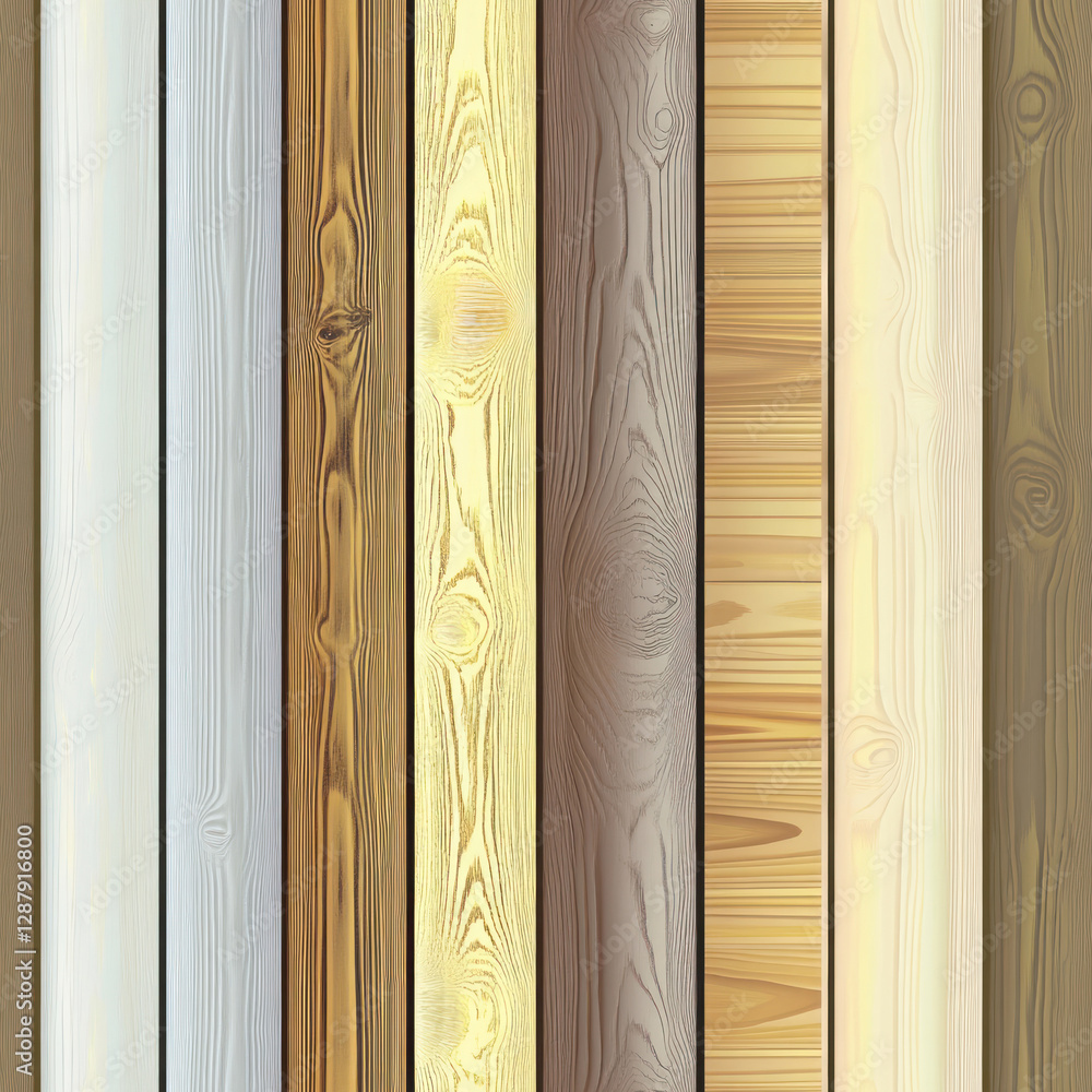 Poster seamless pattern of wood planks arranged vertically showing different textures, grains, and colors i