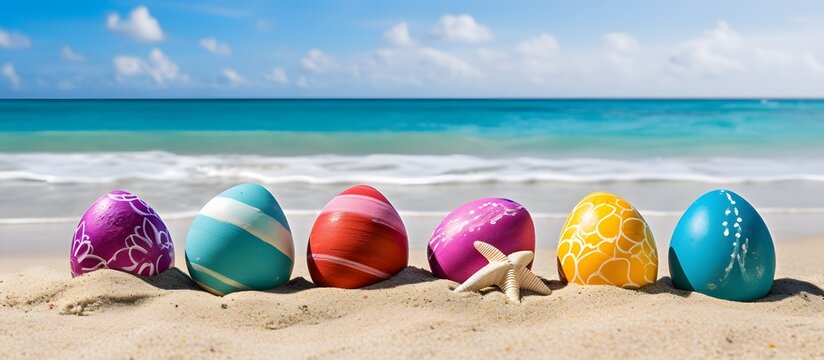 Cute easter beach card with copy space