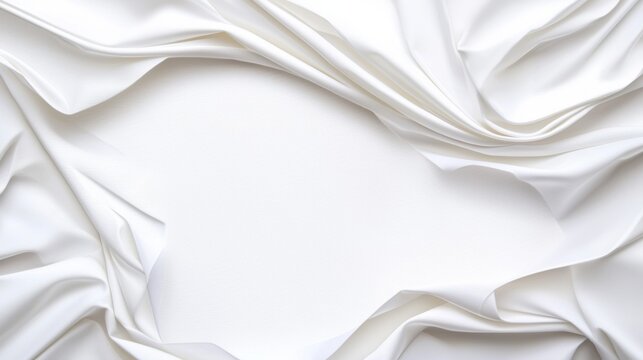 White fabric background with elegant draping, creating a smooth and minimalist texture perfect for various creative uses.