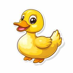 Fototapeta premium Bright yellow cartoon duck smiling happily in playful design. Generative AI