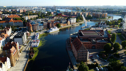 Obraz premium city ​​European ancient architecture port city aerial photography Gdansk Poland