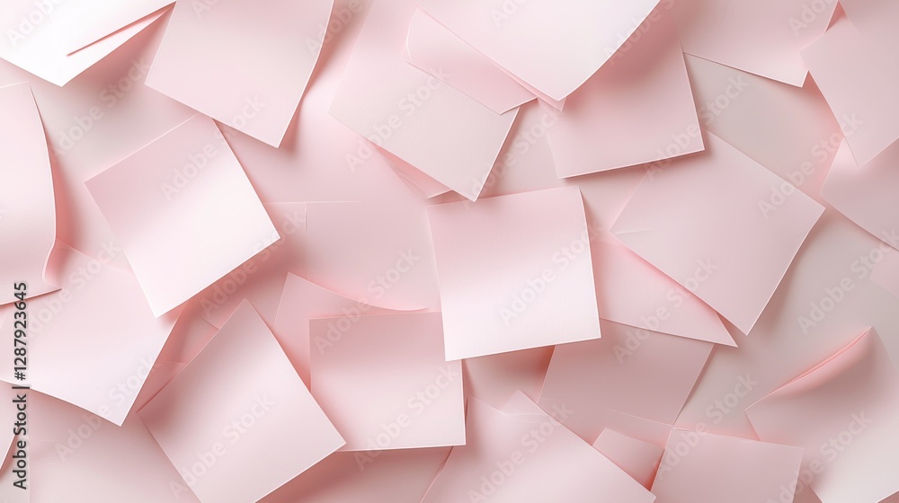 Aufkleber abstract background of overlapping pastel pink sticky notes creating a chaotic yet aesthetic pattern