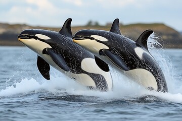 Two Orcas Leap in Stunning Display of Power
