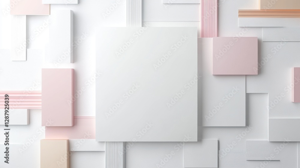 Aufkleber abstract geometric composition with pastel blocks and blank canvas, layered for creative design proj