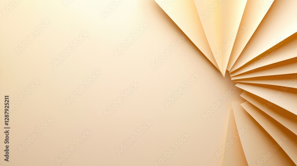 Aufkleber abstract geometric folded paper design in soft beige tones creating a textured background.