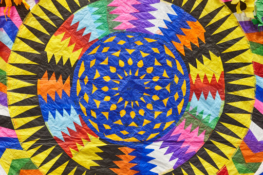 Traditional colorful paper handmade barrilete kite. Handcrafted in Guatemala.