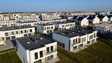 townhouses modern residential complex top view Wroclaw Poland