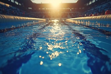 Swimming pool, competition, spectators, sunny day, sport