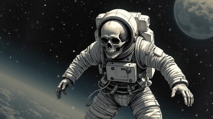 Cracked Helmet Astronaut in Space