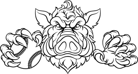 Boar Wild Hog Razorback Warthog Baseball Mascot