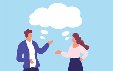 Business concept, businessmen and business women talking the same thing or same idea/concept. 