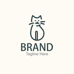 Simple Logo with line drawing of a cat.