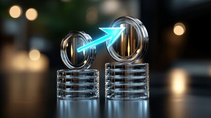 Investment growth strategy financial market digital illustration urban environment close-up view wealth accumulation concept