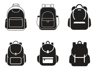 Backpack icon set. School bag icon set. Vector graphic illustration. Suitable for website design, logo, app, template, and ui.