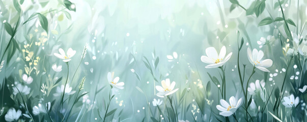 Delicate White Wildflowers in a Soft Dreamy Glow