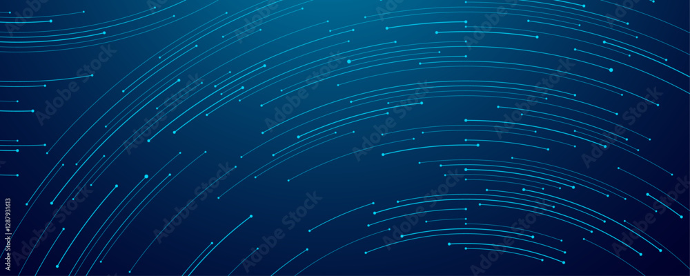 Aufkleber Abstract technology futuristic background. Thin line circuit circle wires in blue on tech bg. Artificial Intelligence and computer innovation backdrop. Digital big data banner. Vector illustration.