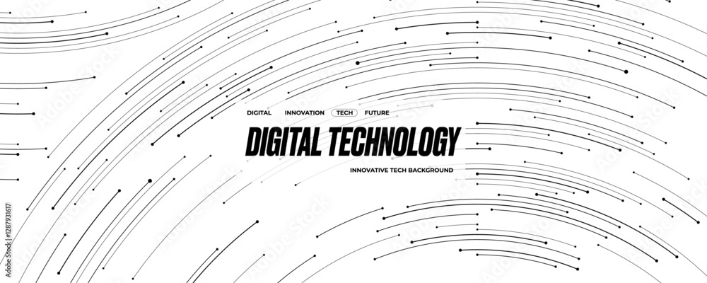 Poster Tech background with thin lines and circle circuit wires on circuit AI board. Elegant web banner for presentation. Abstract technology bg. Modern white digital backdrop. Vector illustration.