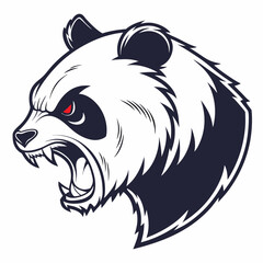 Panda. Angry Panda. Panda head logo silhouette. Sport vector logo Panda, Panda icon, Panda head, vector. illustration of a Panda. Panda mascot logo