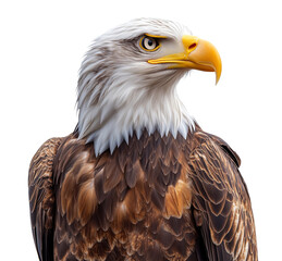 Bald eagle. Bird profile close-up. Symbol of America. Isolated on white and transparent background