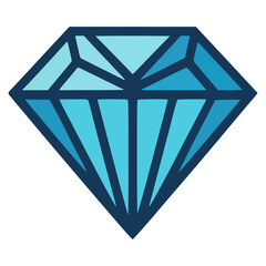 blue crystal gem luxury jewelry flat color vector illustration template design