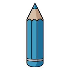 blue pencil stationary school supply write creative flat color vector illustration template design