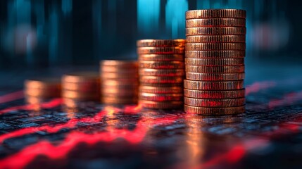 Economic transformation graph financial market digital illustration urban environment close-up viewpoint cryptocurrency trends