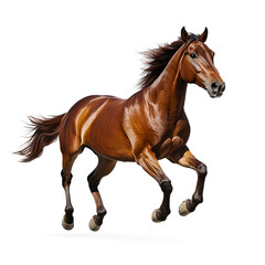 Obraz premium Chestnut Horse Galloping Isolated on White