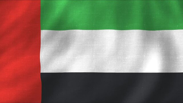 Arab Emirates national flag with fabric pattern moving in smooth waves