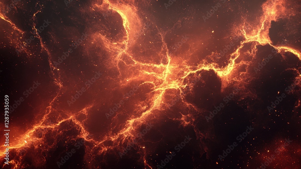 Poster fiery abstract background with red and yellow light streaks, creating a high-energy visual effect.