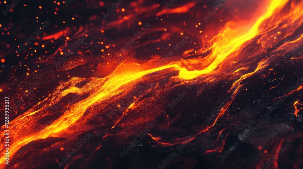 Poster fiery abstract background with red and yellow light streaks, creating a high-energy visual effect.