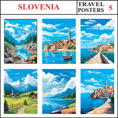 Slovenia Tatra Mountains Koper Piran Travel Poster Wall Art Print Collection Set Part 5