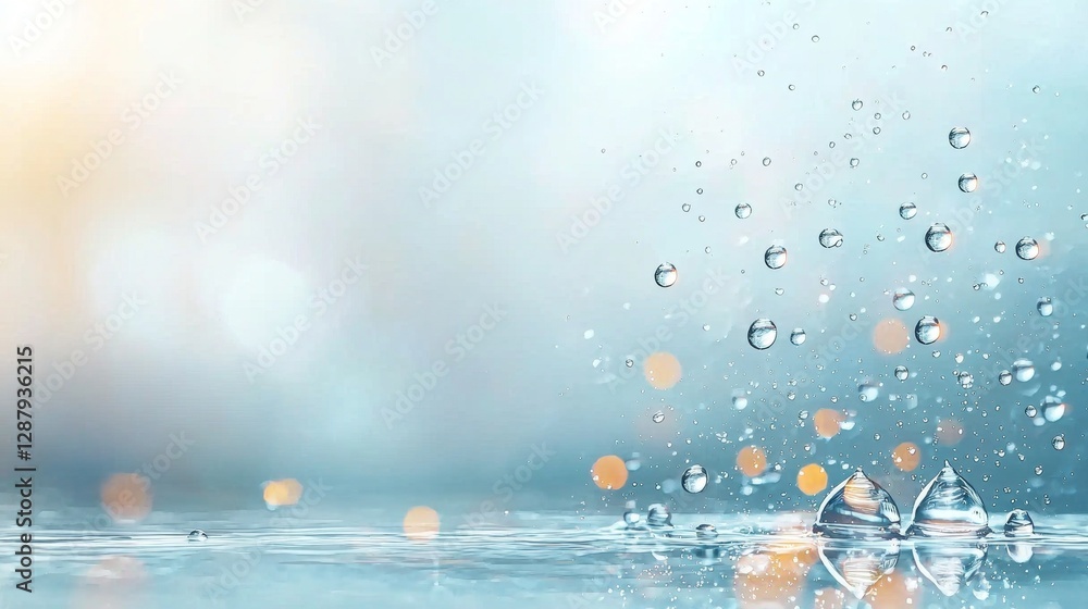 Poster rippling water drops create captivating reflection effects tranquil poolside setting abstract photog