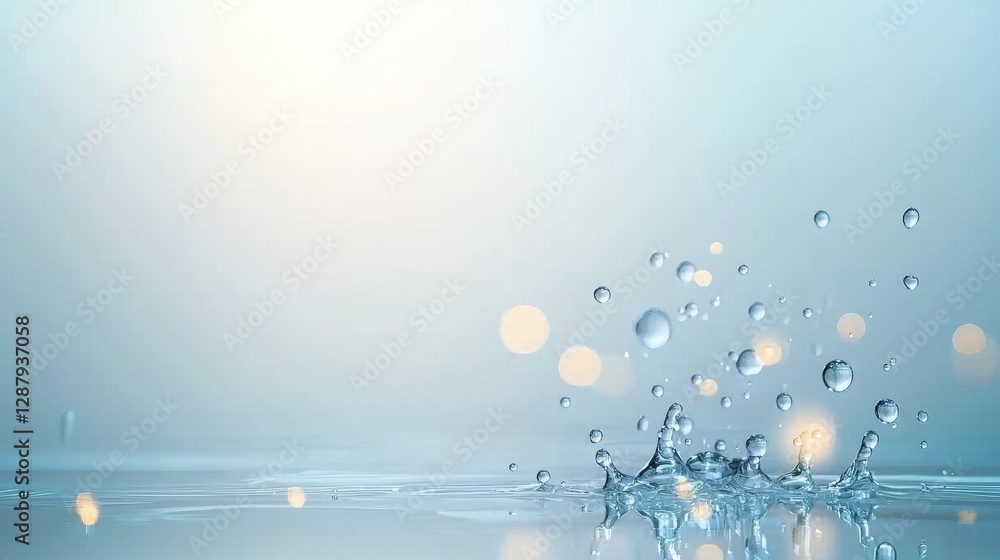 Poster dynamic water splash captured in motion serene natural setting high-quality photography soft focus b