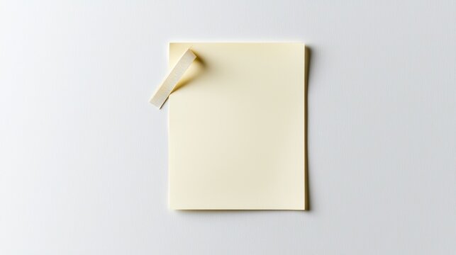 Blank sticky note with curled corner on light gray background, perfect for reminders and creative designs.
