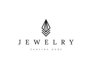 abstract letter V diamond jewelry line logo design