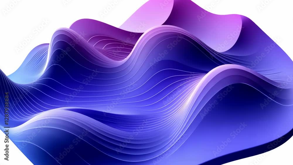 Poster dynamic waves of purple and blue patterns create a striking abstract design evoking movement and flo