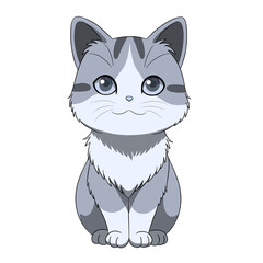 cute cat, kitten, cute kitten, cartoon cat, gray cat