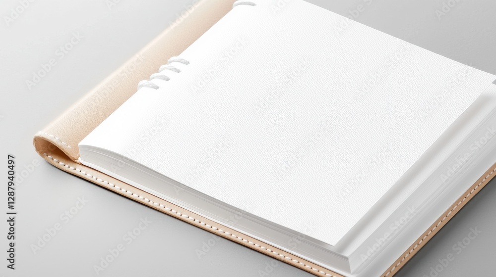 Poster close-up of a blank notepad with spiral binding, perfect for note-taking and creative projects.