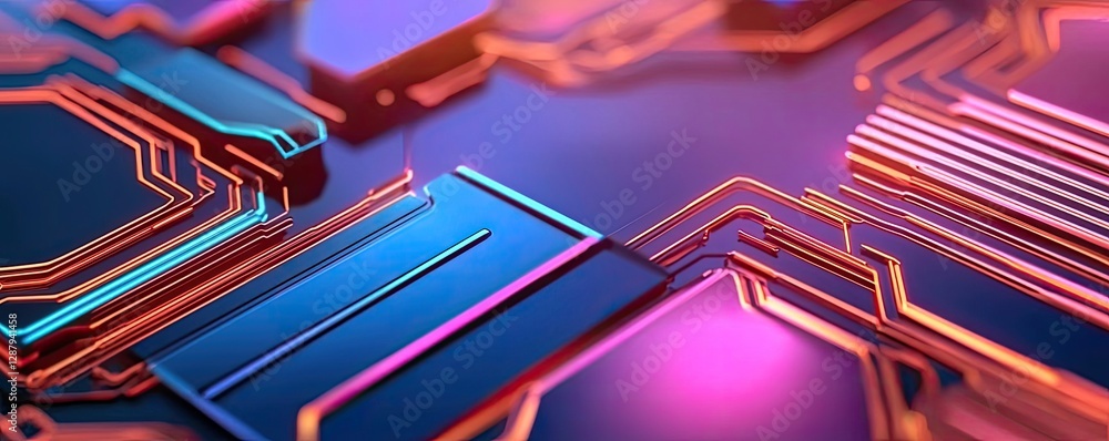Poster earth day environmental idea. close-up of a vibrant circuit board with intricate patterns and glowin
