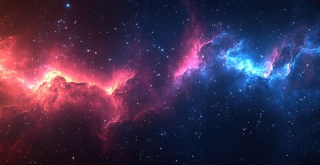 Cosmic Nebula: A Symphony of Red and Blue