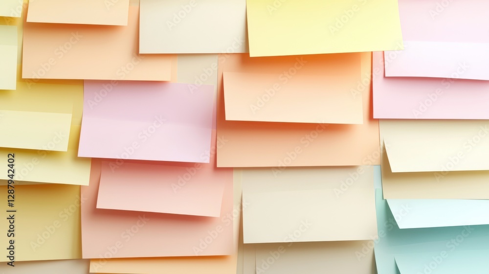 Aufkleber colorful sticky notes overlapping on a surface, creating a vibrant and organized visual backdrop.