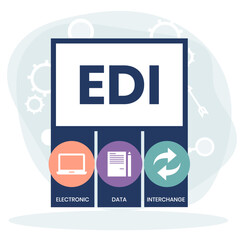 EDI - Electronic Data Interchange acronym. business concept background. vector illustration concept with keywords and icons. lettering illustration with icons for web banner, flyer, landing page