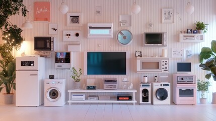 Obraz premium Modern Living Room with Stylish Appliances and Home Decor