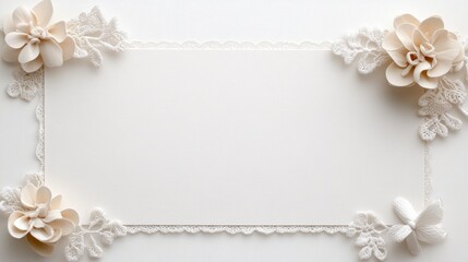 Elegant floral frame with intricate lace design, perfect for invitations or announcements.